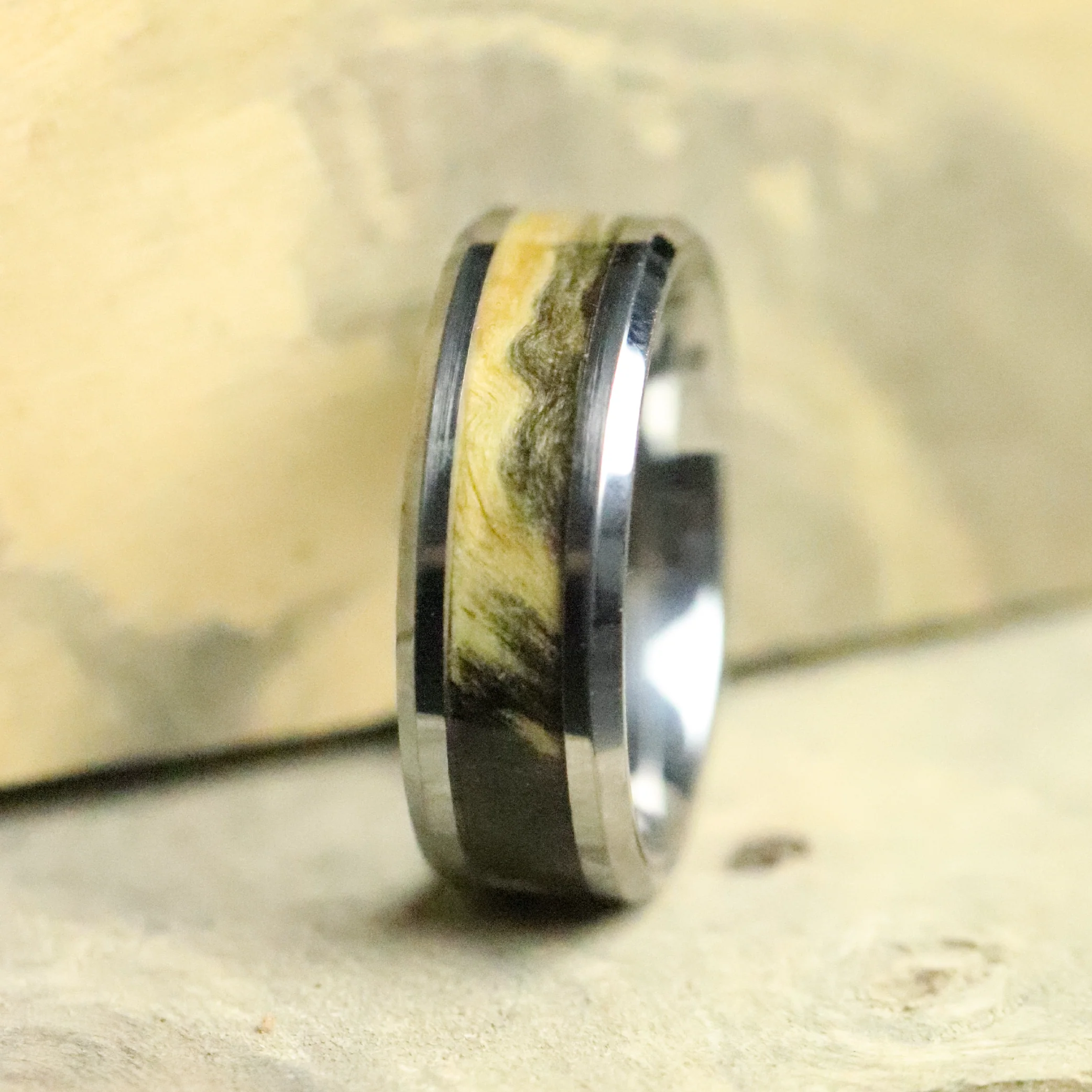 Buckeye Burl Inlay Ring
