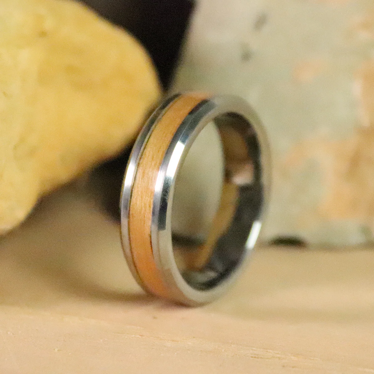 Cherry Wood Inlay Ring - Image 2