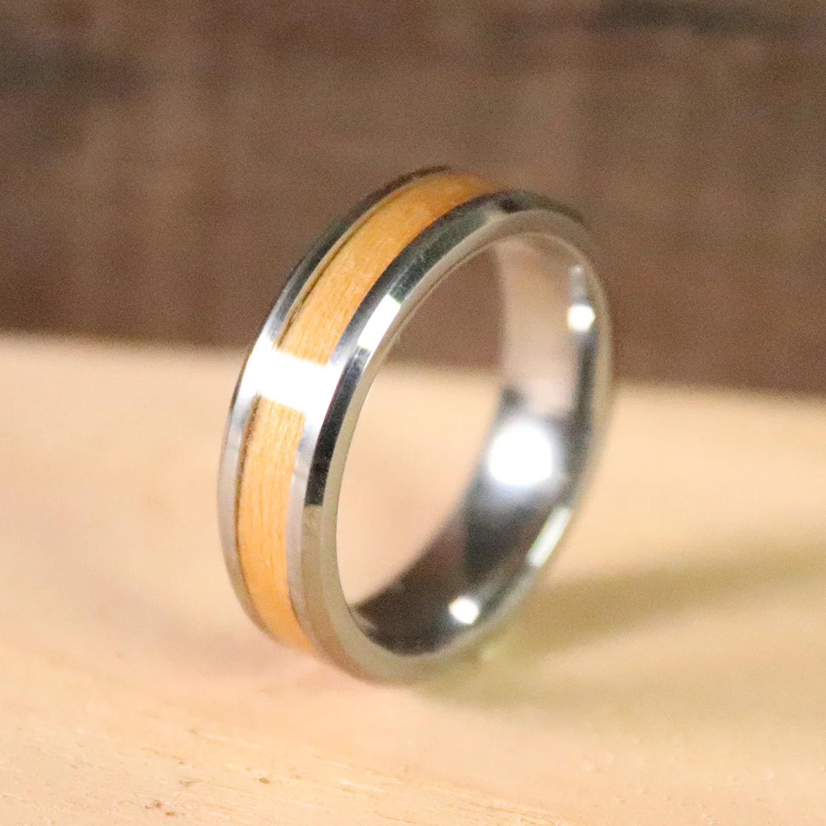 Cherry Wood Inlay Ring - Image 4