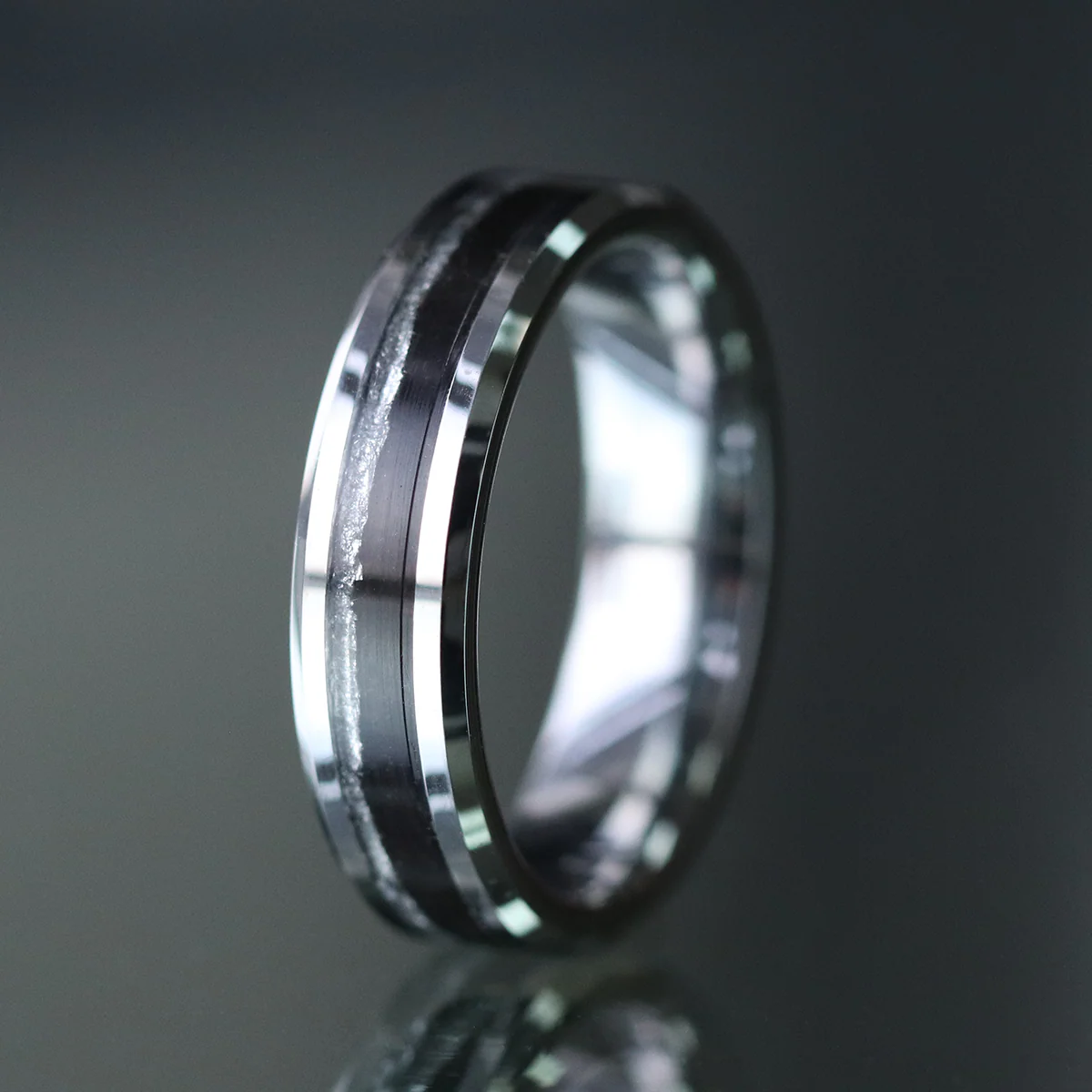 Fumed Oak and Silver Inlay Ring - Image 2