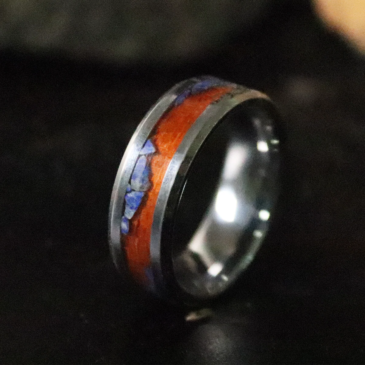 Padauk and Lapis Lazuli Inlay Ring - Image 2