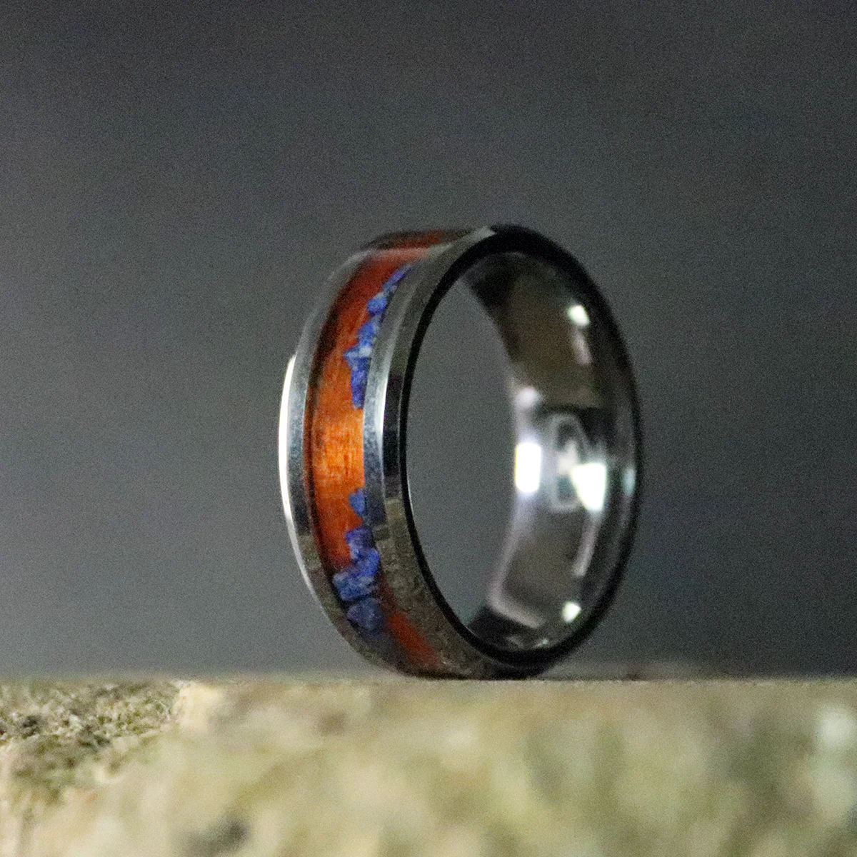 Padauk and Lapis Lazuli Inlay Ring - Image 3