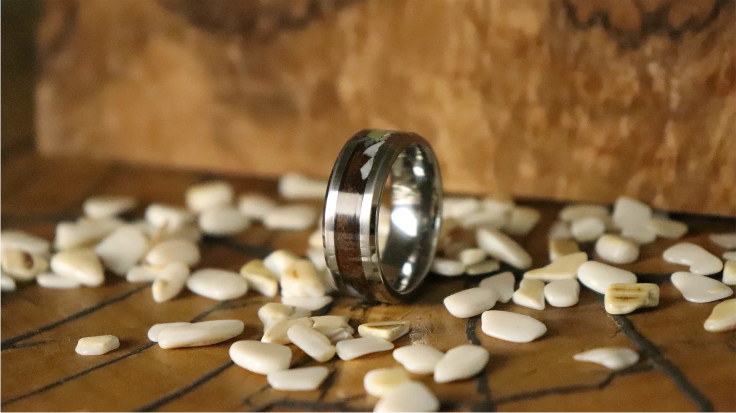 Pearl and Walnut Burl Ring - Image 3