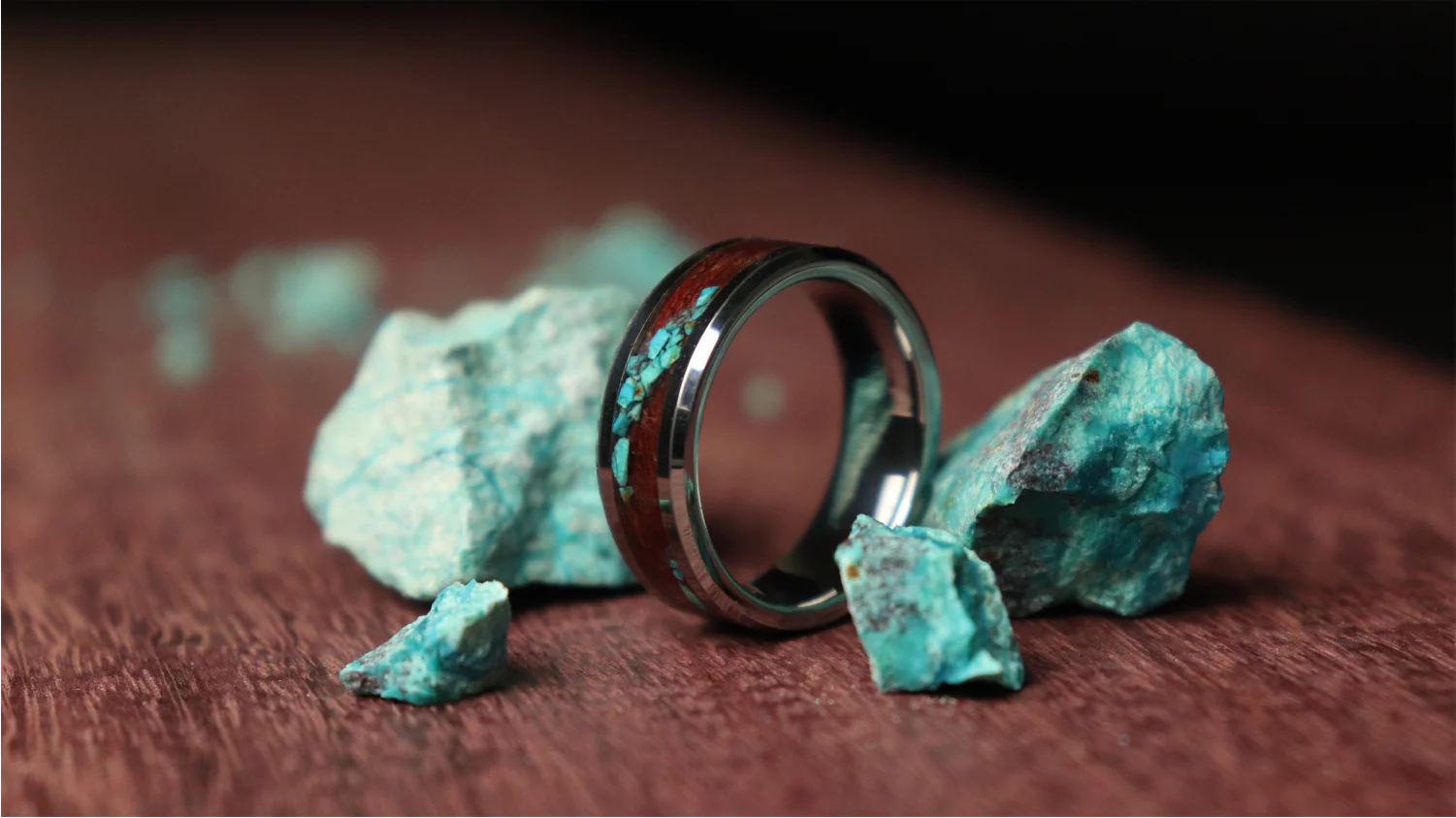 Purple Heart and Scattered Turquoise Ring - Image 3