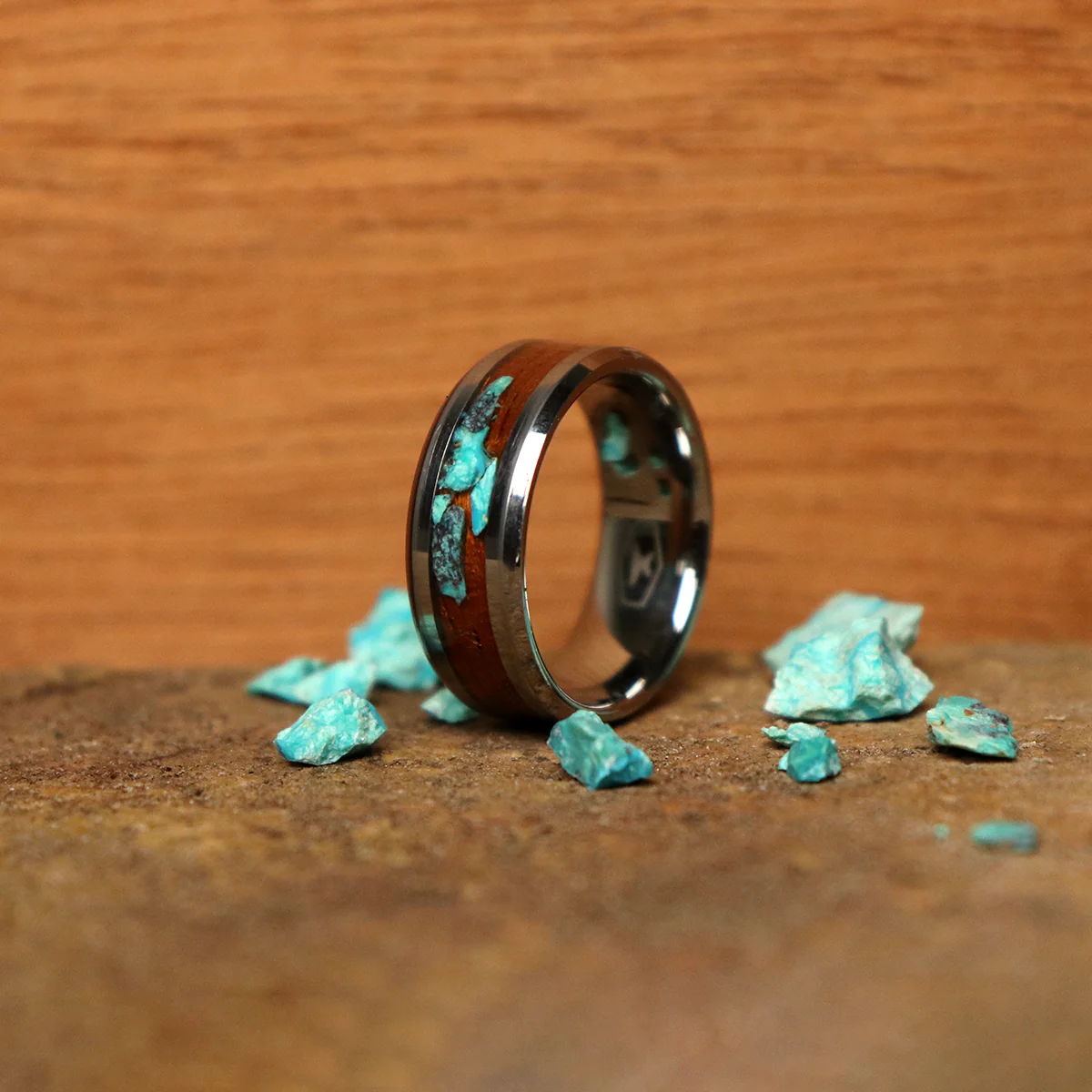 Redwood and Scattered Turquoise Ring